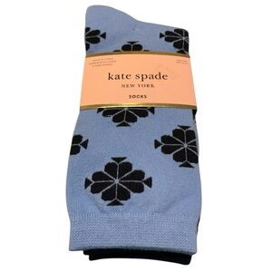 Kate Spade Socks NY Blue and Black Floral Spade Strips Hosiery 3 Pack NWT